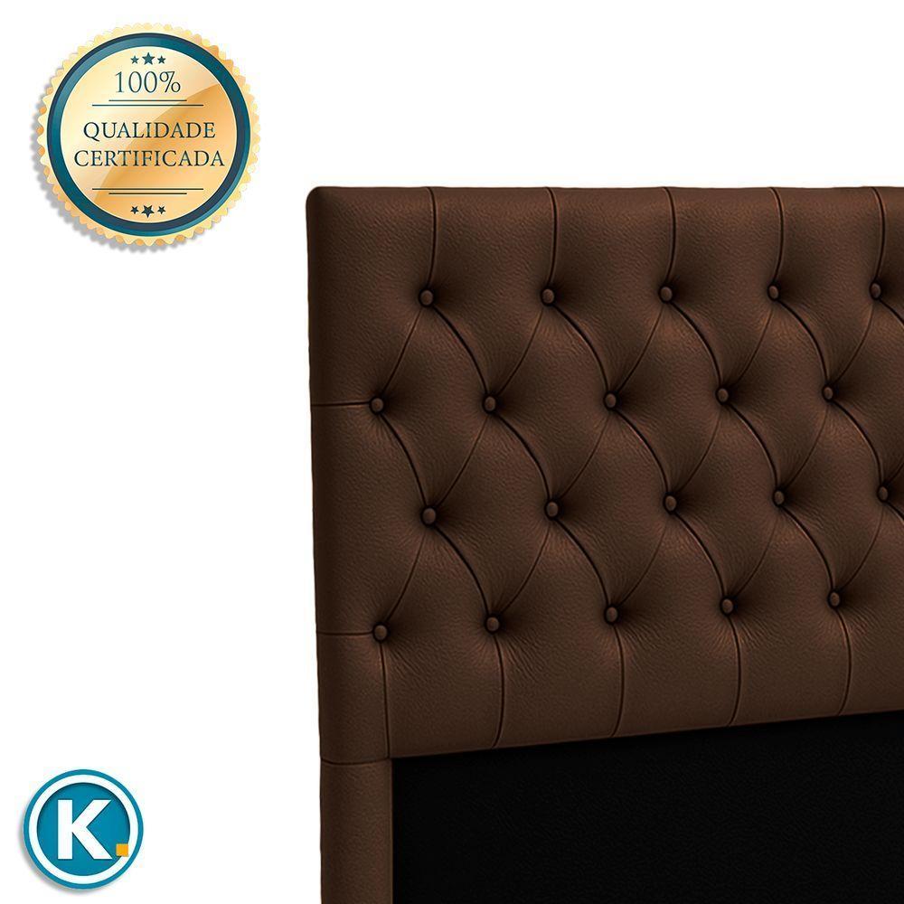 Cabeceira Estofada Solteiro Luna Nature Material Sintético Marrom 88x136 - 3