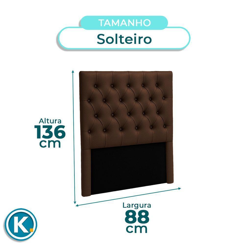 Cabeceira Estofada Solteiro Luna Nature Material Sintético Marrom 88x136 - 4