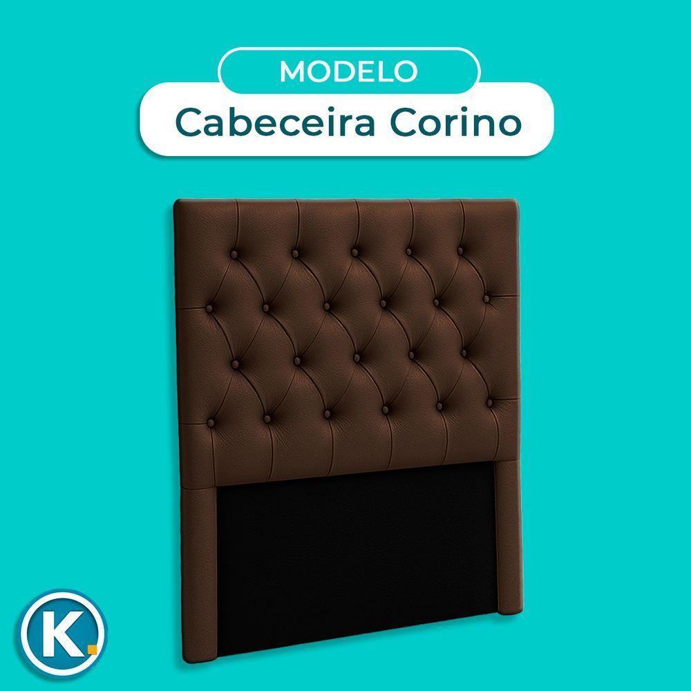 Cabeceira Estofada Solteiro Luna Nature Material Sintético Marrom 88x136 - 5
