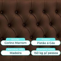 Cabeceira Estofada Solteiro Luna Nature Material Sintético Marrom 88x136 - 2