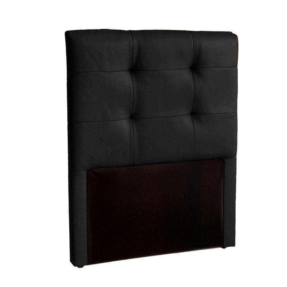 Cabeceira Estofada Solteiro Alice Nature Material Sintético Preto 88x136 - 1