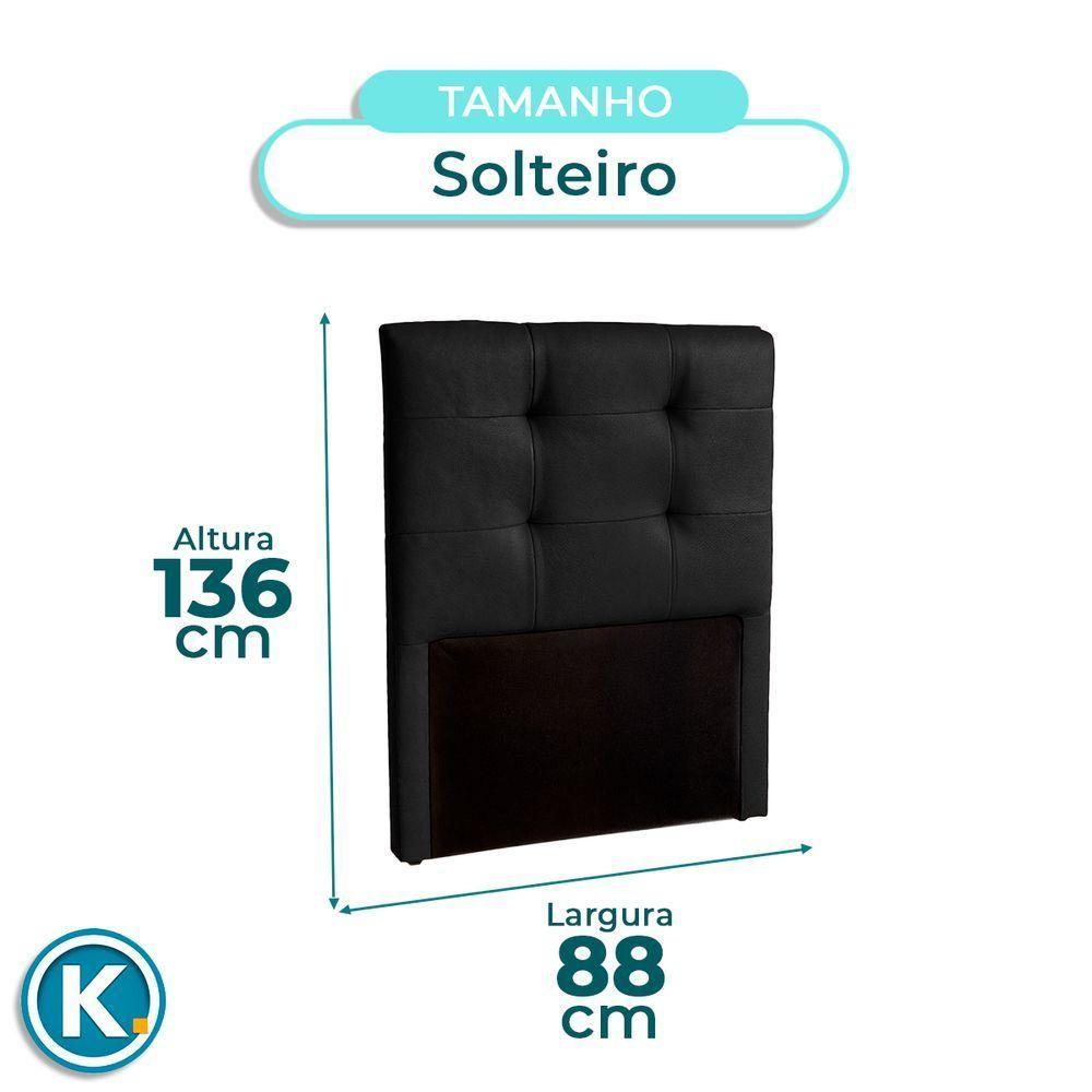 Cabeceira Estofada Solteiro Alice Nature Material Sintético Preto 88x136 - 2