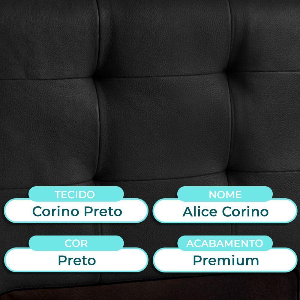 Cabeceira Estofada Solteiro Alice Nature Material Sintético Preto 88x136 - 4