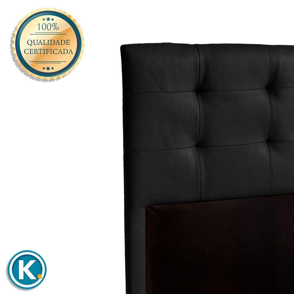 Cabeceira Estofada Solteiro Alice Nature Material Sintético Preto 88x136 - 5