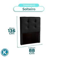 Cabeceira Estofada Solteiro Alice Nature Material Sintético Preto 88x136 - 2