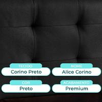 Cabeceira Estofada Solteiro Alice Nature Material Sintético Preto 88x136