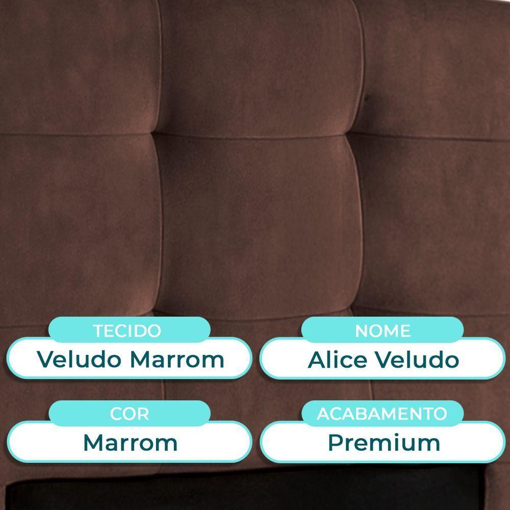 Cabeceira Estofada Solteiro Alice Nature Veludo Cafe 88x136 - 2