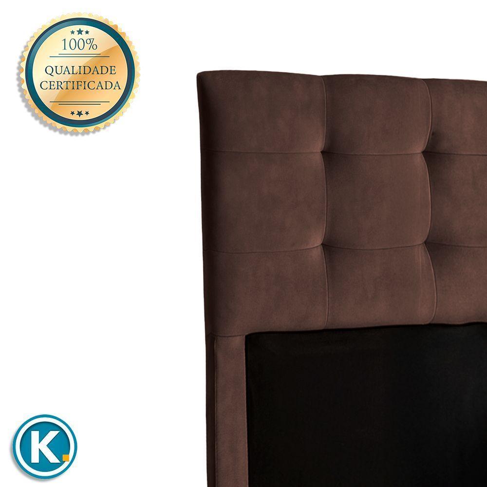 Cabeceira Estofada Solteiro Alice Nature Veludo Cafe 88x136 - 3
