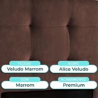 Cabeceira Estofada Solteiro Alice Nature Veludo Cafe 88x136 - 2