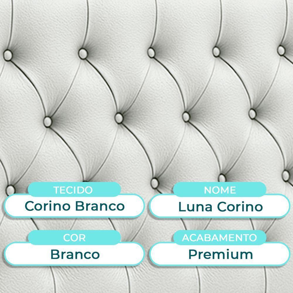 Cabeceira Estofada Casal Luna Nature Material Sintético Branco 138x136 - 2