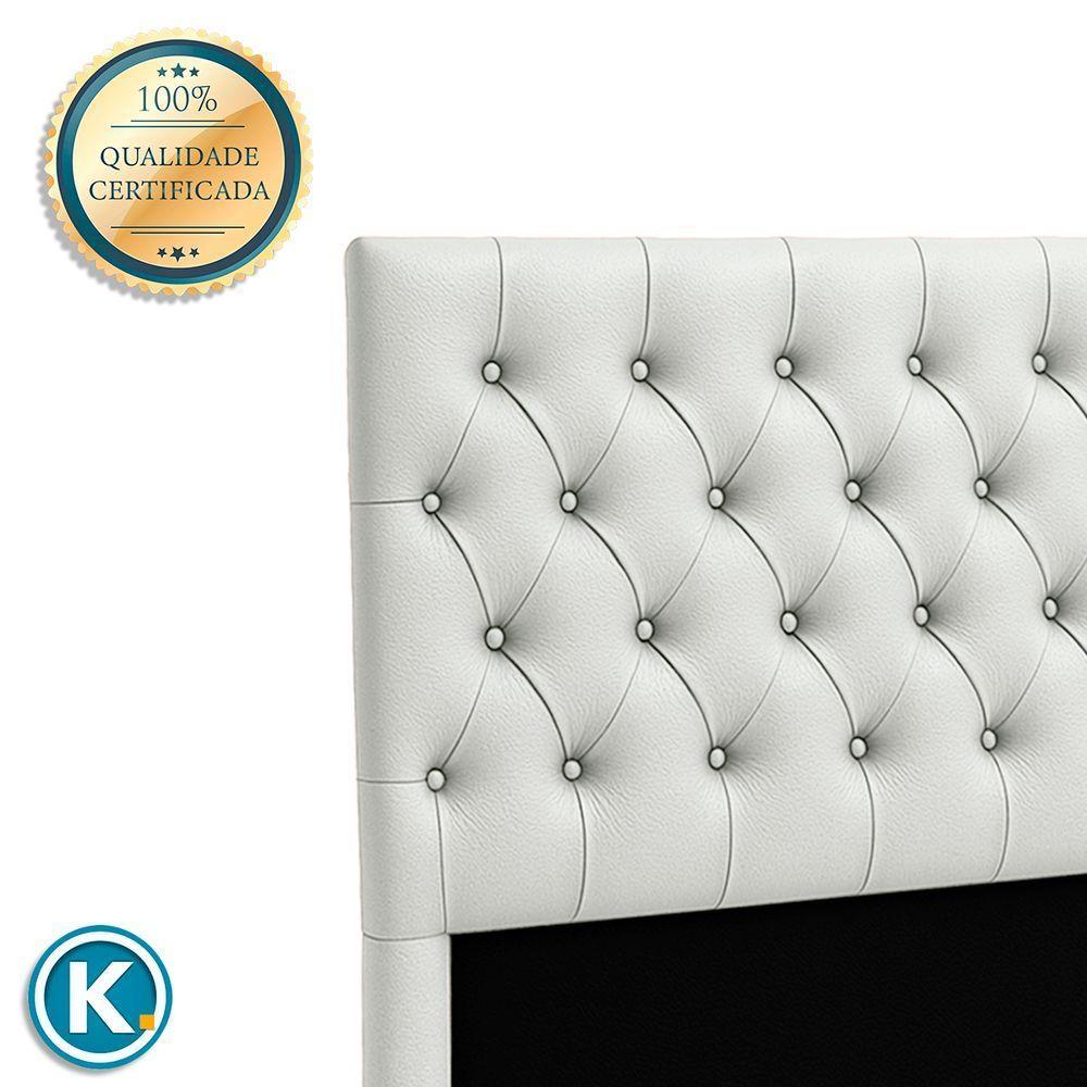 Cabeceira Estofada Casal Luna Nature Material Sintético Branco 138x136 - 3