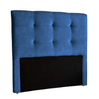 Cabeceira Estofada Queen Alice Nature Veludo Azul 158x136 - 1