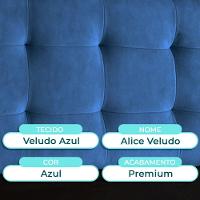 Cabeceira Estofada Queen Alice Nature Veludo Azul 158x136 - 2