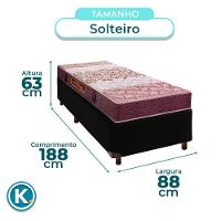 Conjunto Cama Box Preto Solteiro + Colchão D26 Ortophedic Sankonfort