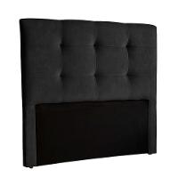 Cabeceira Estofada Casal Alice Nature Veludo Preto 138x136 - 1