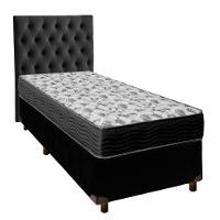 Cama + Box Preto E Colchão Ortobom D33 Solteiro - Iso100 + Cabeceira - 1