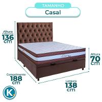 Conjunto Cama Box Bau Blindado Casal + Colchão Molas Ensacadas Legaccy Paropas + Cabeceira