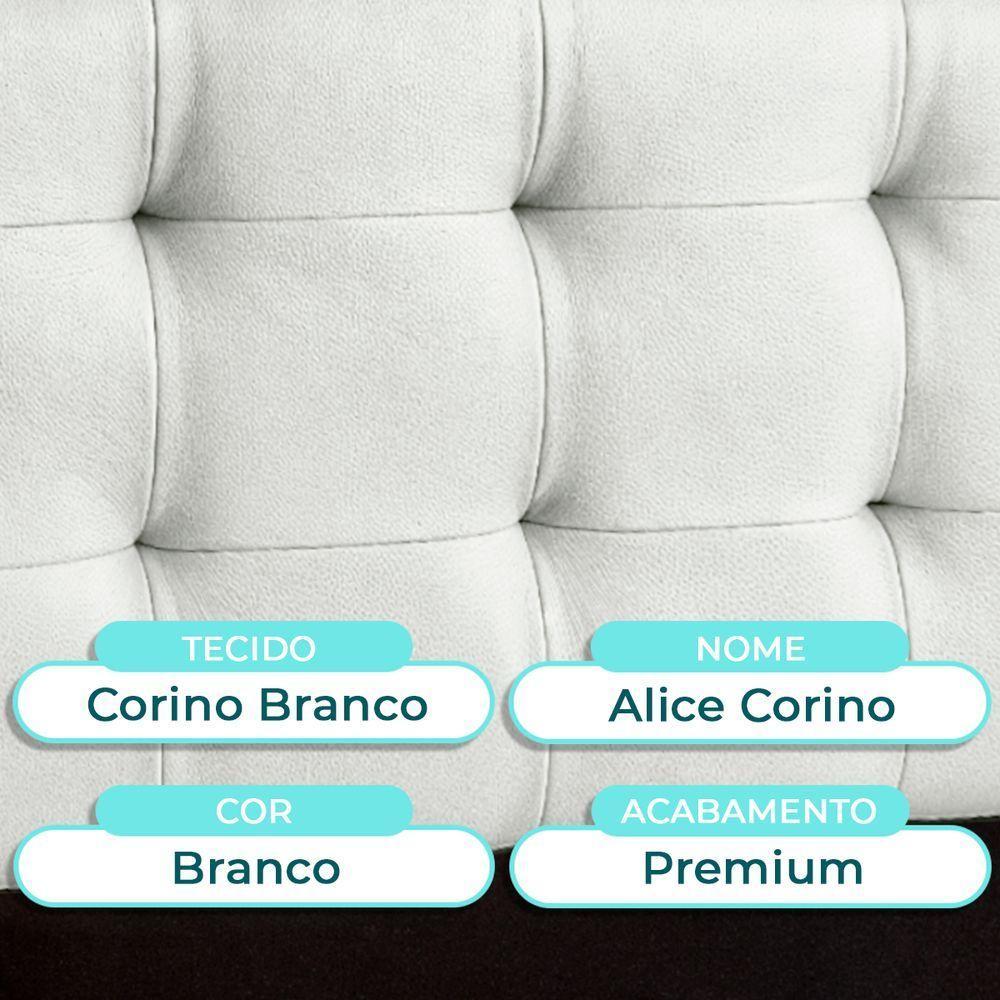 Cabeceira Estofada Casal Alice Nature Material Sintético Branco 138x136 - 2