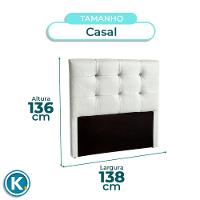 Cabeceira Estofada Casal Alice Nature Material Sintético Branco 138x136