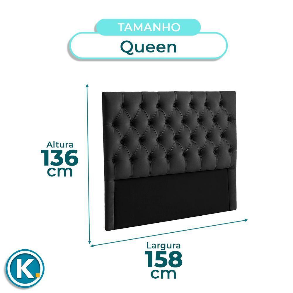 Cabeceira Estofada Queen Luna Nature Veludo Preto 158x136 - 3