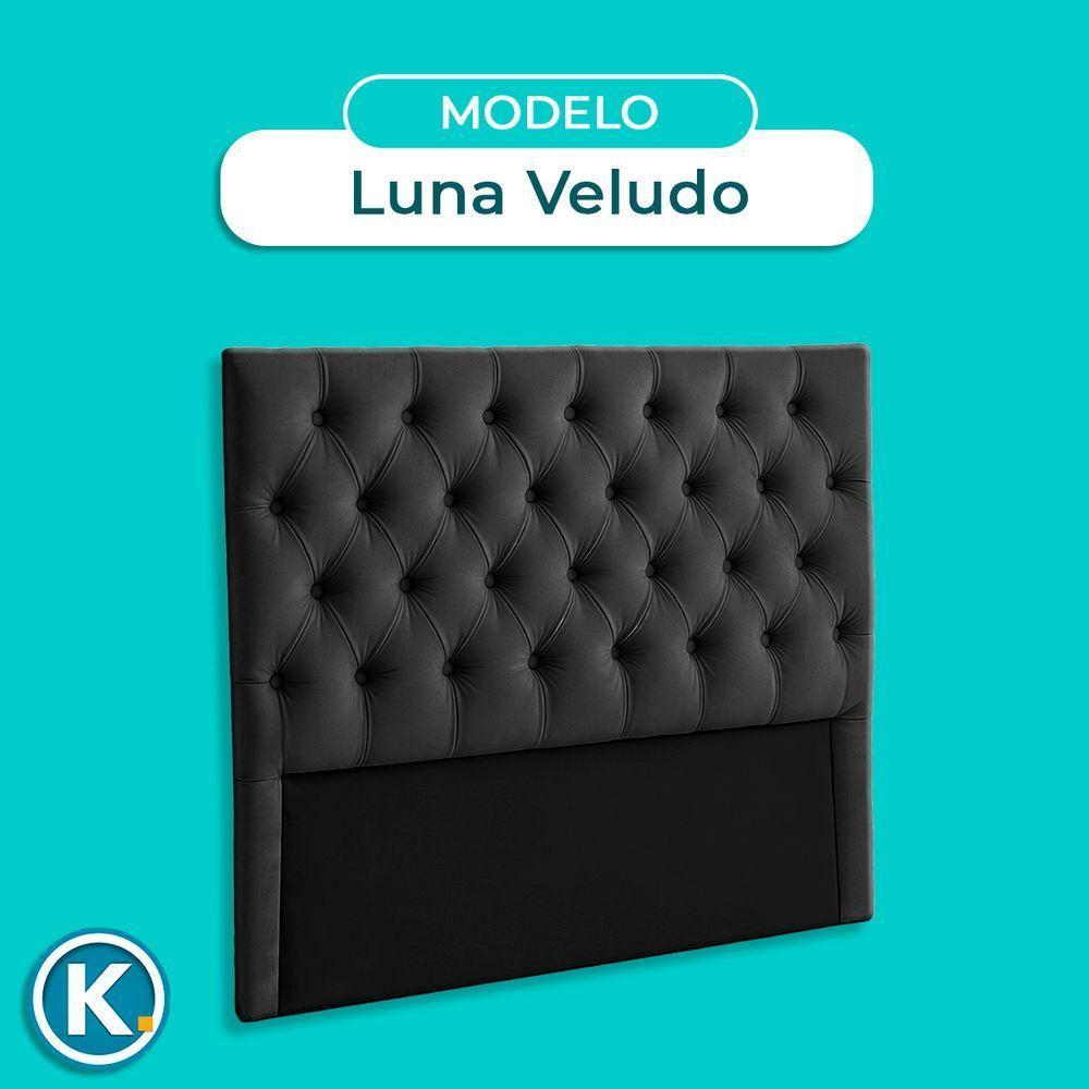 Cabeceira Estofada Queen Luna Nature Veludo Preto 158x136 - 4