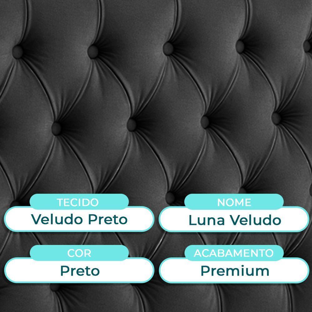 Cabeceira Estofada Queen Luna Nature Veludo Preto 158x136 - 5