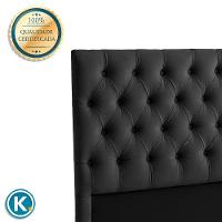 Cabeceira Estofada Queen Luna Nature Veludo Preto 158x136 - 2