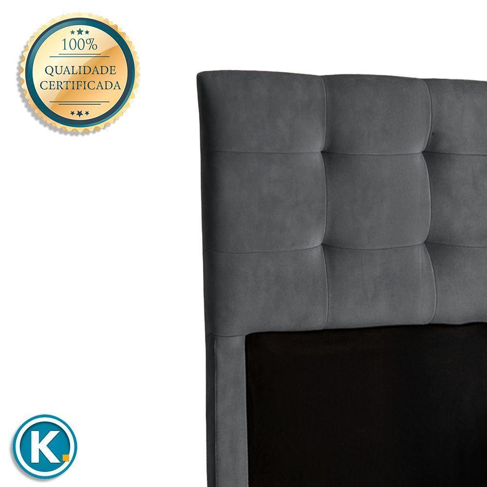 Cabeceira Estofada Solteiro Alice Nature Veludo Grafite 88x136 - 3
