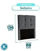 Cabeceira Estofada Solteiro Alice Nature Veludo Grafite 88x136