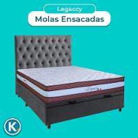 Cama + Bau Cinza E Colchão Molas Ensacadas Casal - Legaccy Paropas + Cabeceira