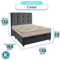 Cama Box Bau + Colchão Casal D33 Maxsono Paropas + Cabeceira Estofada - 3