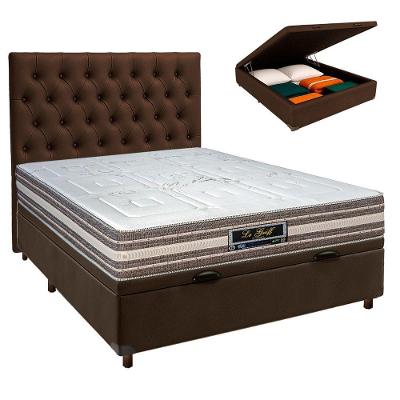 Cama Box Bau + Colchão Casal Molas Ensacadas Legriff Sankonfort + Cabeceira Estofada