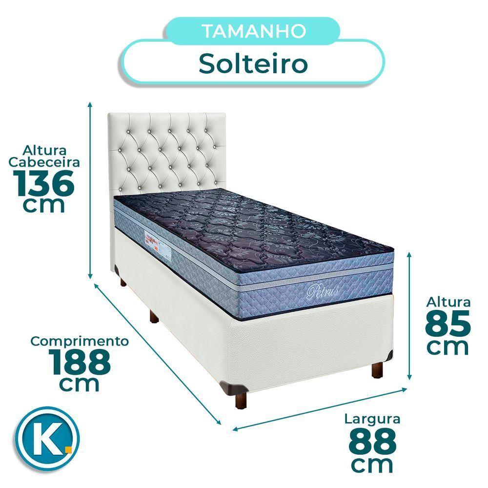 Conjunto Cama Box Branco Solteiro + Colchão Molas Ensacadas Petrus Paropas + Cabeceira - 3
