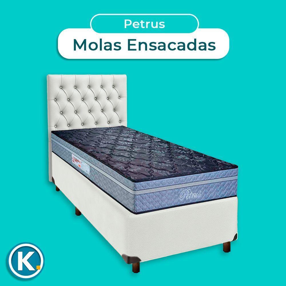 Conjunto Cama Box Branco Solteiro + Colchão Molas Ensacadas Petrus Paropas + Cabeceira - 4