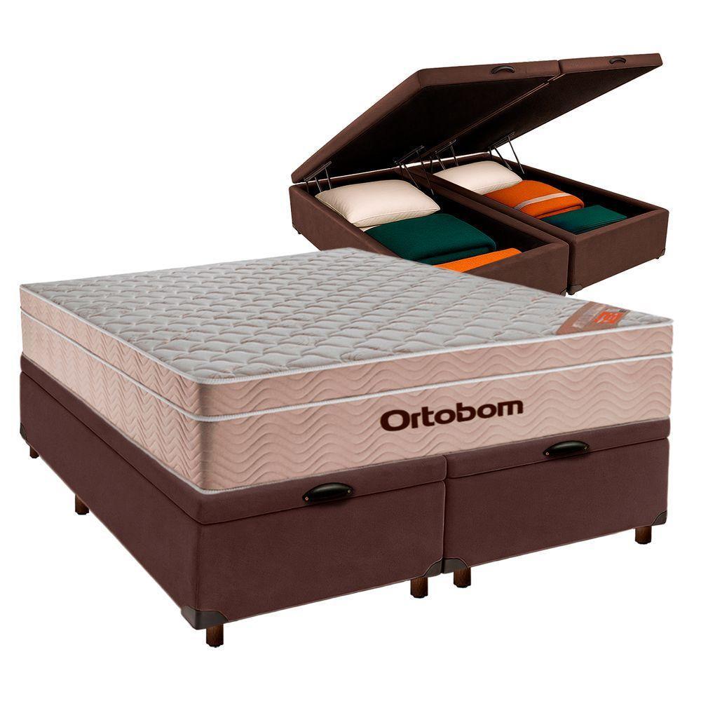 Cama Box Bau + Colchão Queen Molas Ensacadas Airtech Ortobom - 1