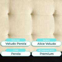 Cabeceira Estofada Queen Alice Nature Veludo Perola 158x136
