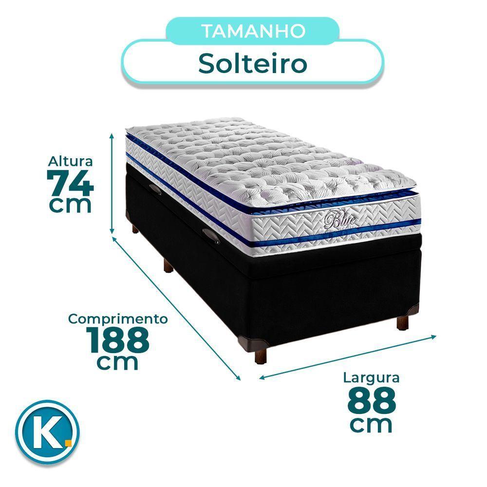 Cama Box Bau Blindado Solteiro + Colchão Molas Ensacadas Blue Paropas - 3