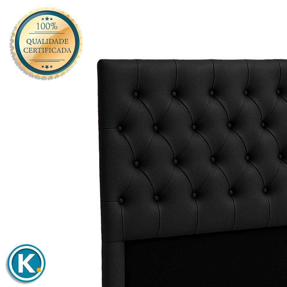 Cabeceira Estofada Solteiro Luna Nature Material Sintético Preto 88x136 - 4