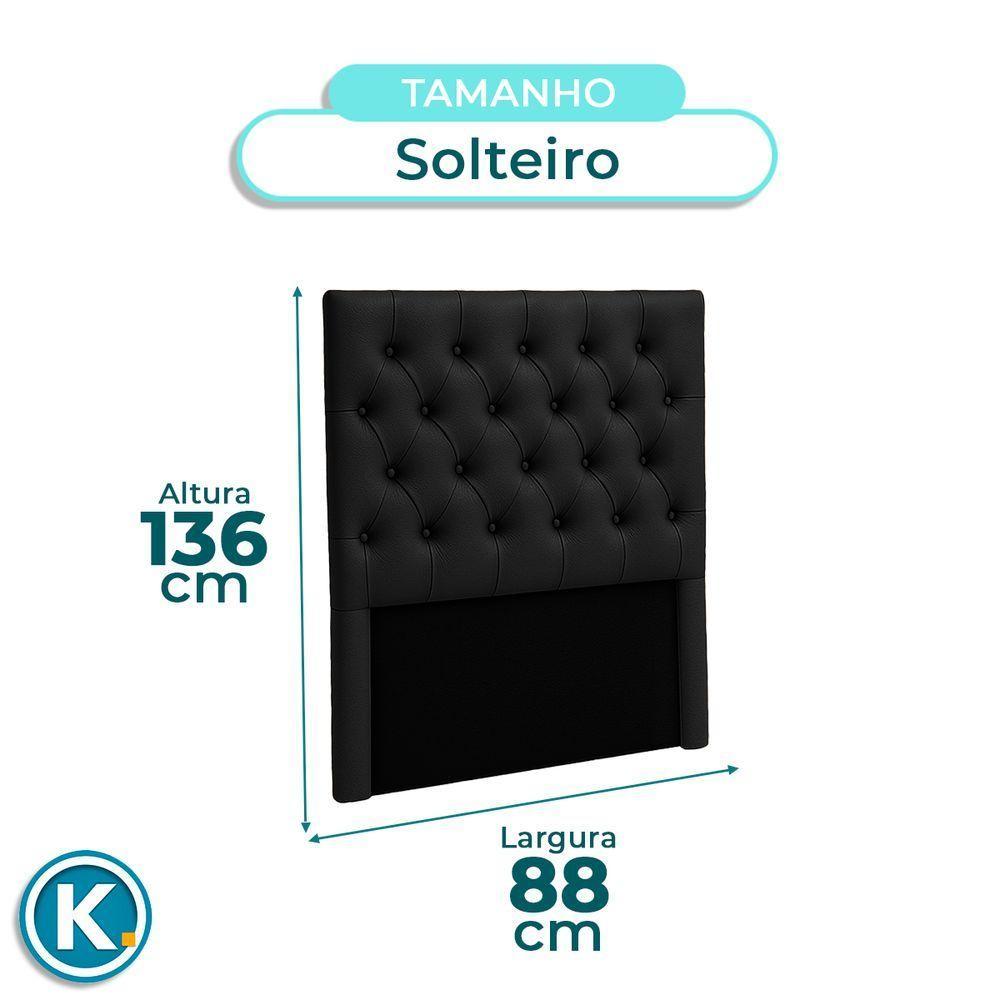 Cabeceira Estofada Solteiro Luna Nature Material Sintético Preto 88x136 - 5