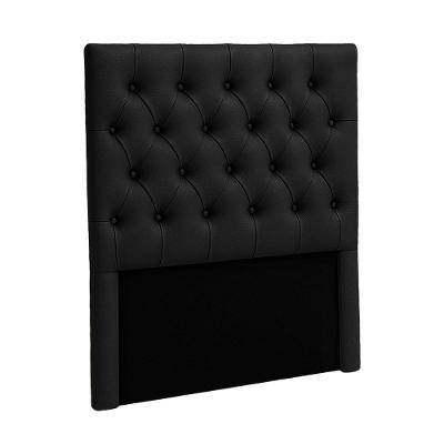 Cabeceira Estofada Solteiro Luna Nature Material Sintético Preto 88x136