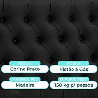 Cabeceira Estofada Solteiro Luna Nature Material Sintético Preto 88x136 - 3