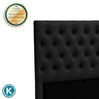 Cabeceira Estofada Solteiro Luna Nature Material Sintético Preto 88x136