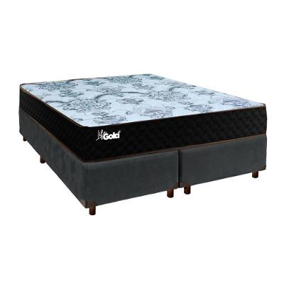 Cama + Box Blindado E Colchão Molas Ensacadas Casal - Life Gold Paropas