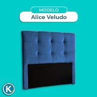 Cabeceira Estofada Casal Alice Nature Veludo Azul 138x136 - 5