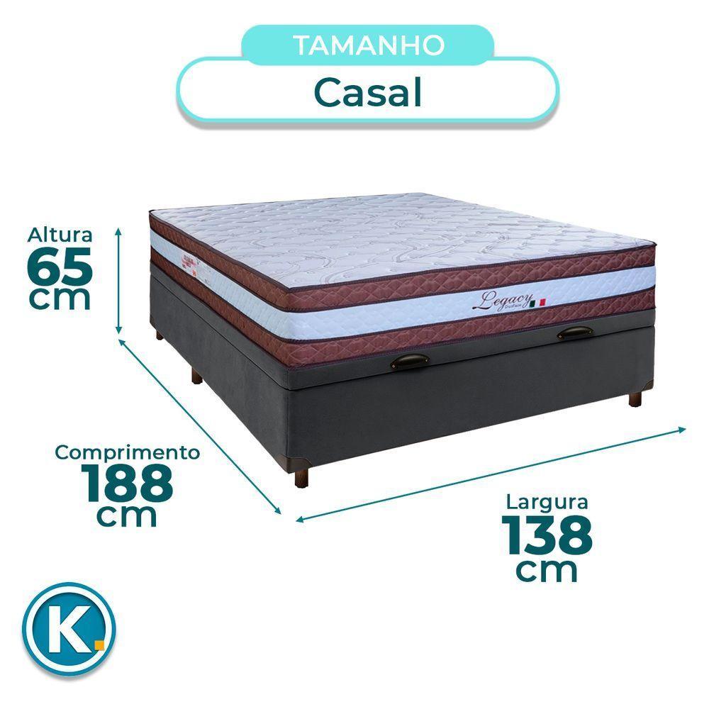 Cama Box Bau Cinza Casal + Colchão Molas Ensacadas Legaccy Paropas - 3