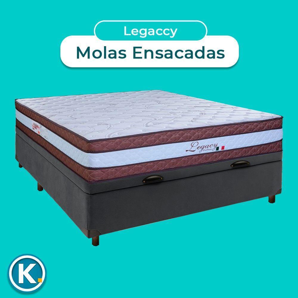 Cama Box Bau Cinza Casal + Colchão Molas Ensacadas Legaccy Paropas - 4