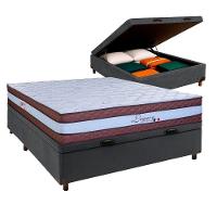 Cama Box Bau Cinza Casal + Colchão Molas Ensacadas Legaccy Paropas - 1