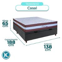 Cama Box Bau Cinza Casal + Colchão Molas Ensacadas Legaccy Paropas - 3
