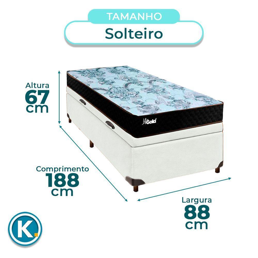 Conjunto Cama Box Bau Blindado Solteiro + Colchão Molas Ensacadas Life Gold Paropas - 3