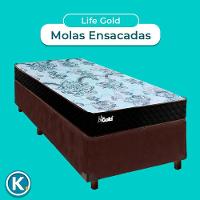 Conjunto Cama Box Marrom Solteiro + Colchão Molas Ensacadas Life Gold Paropas - 2